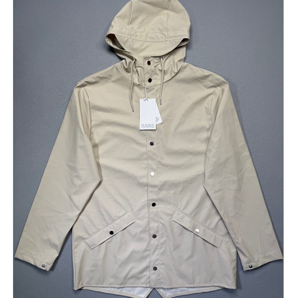 Rains Men's Waterproof Hooded Rain Jacket, Dune Tan Large $110